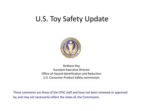 U.S. Toy Safety Update - Consumer Product Safety Commission