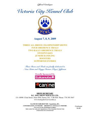 Victoria City Kennel Club - BC Dog Show Services