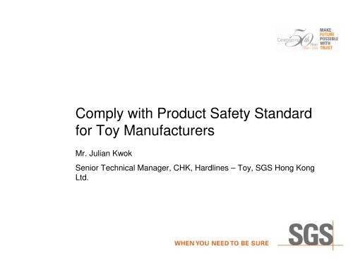 Comply with Product Safety Standard for Toy Manufacturers