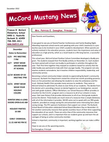 Newsletter DECEMBER 2012 - Burbank School District 111