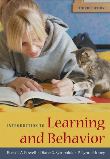 Introduction to Learning and Behavior - carlosmoreno.info