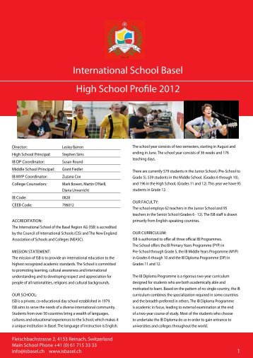 Download the High School Profile - International School Basel