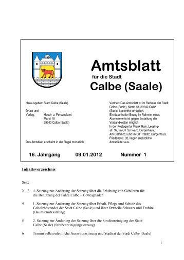 Amtsblatt 01/2012 - Die Rolandstadt Calbe (Saale)