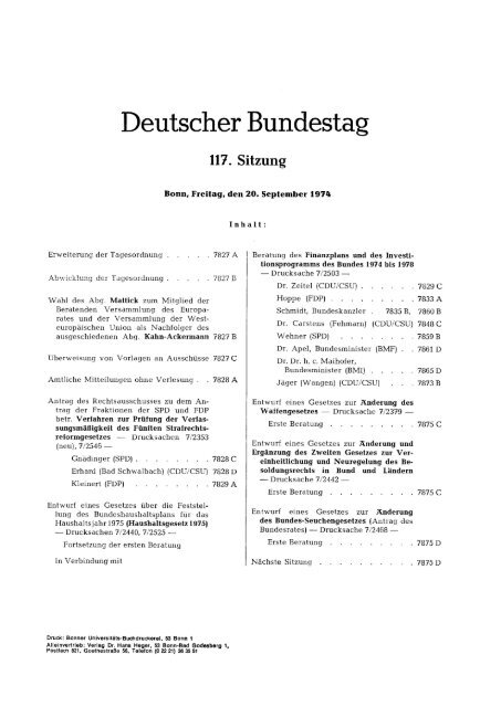 117 Sitzung Deutscher Bundestag