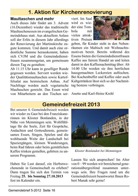 Gemeindebrief Dezember 2012 - Evangelische Kirchengemeinde ...