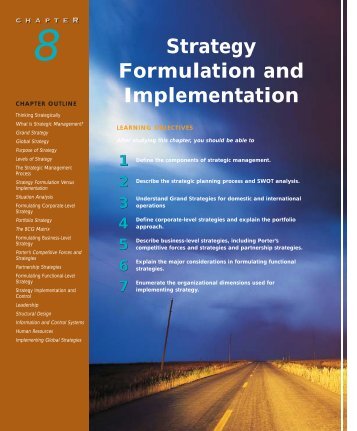 chapter 8: strategy formulation and implementation
