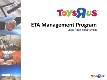 ETA Management Program - ToysRus Vendor|Extranet - Toys R Us