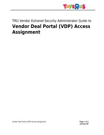 VDP Vendor SA Manual - ToysRus Vendor|Extranet - Toys R Us