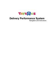 Delivery Performance System - ToysRus Vendor|Extranet - Toys R Us