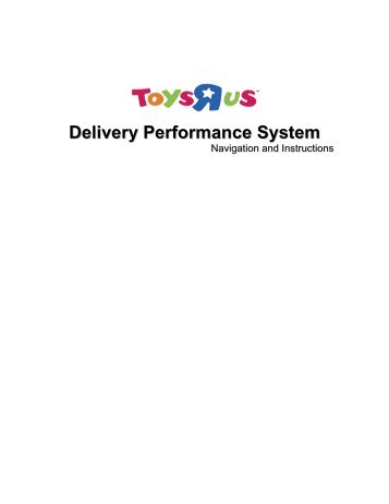 Delivery Performance System - ToysRus Vendor|Extranet - Toys R Us