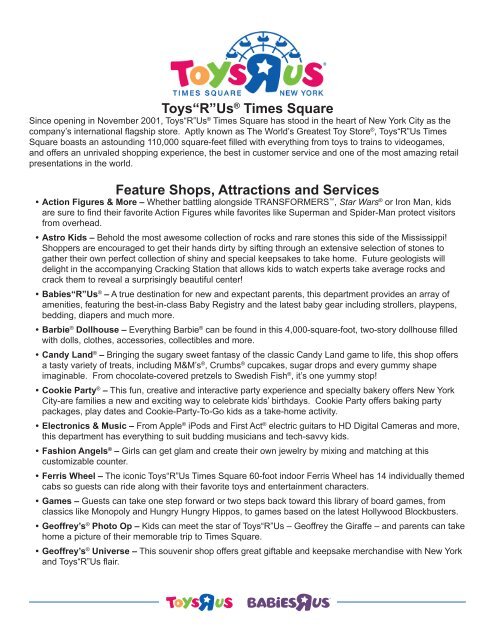 Toys R Us Times Square Feature Shops Attractions and Services