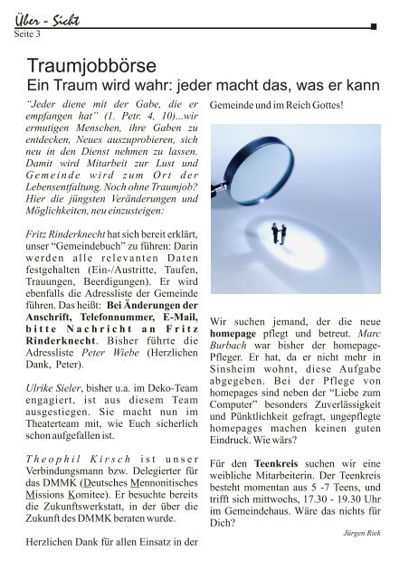 Dies ist der neue Gemeindebrief: juli_august.pdf - Jugo Sinsheim