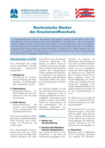 Biochemischer Marker - Medizinisches Labor Bremen