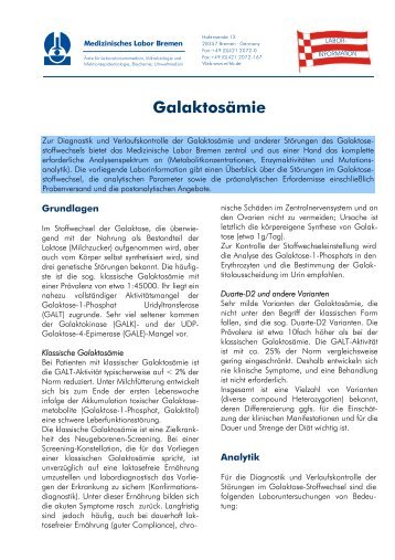 Galaktosämie - Medizinisches Labor Bremen
