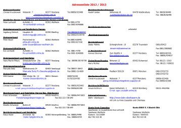 Adressenliste 2012 / 2013 - BSKV-Oberbayern - Home
