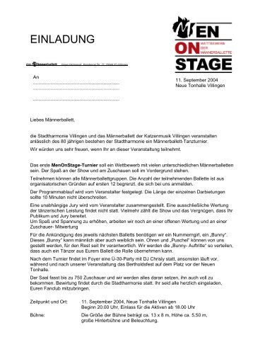 Men on Stage Anschreiben - Das Männerballett