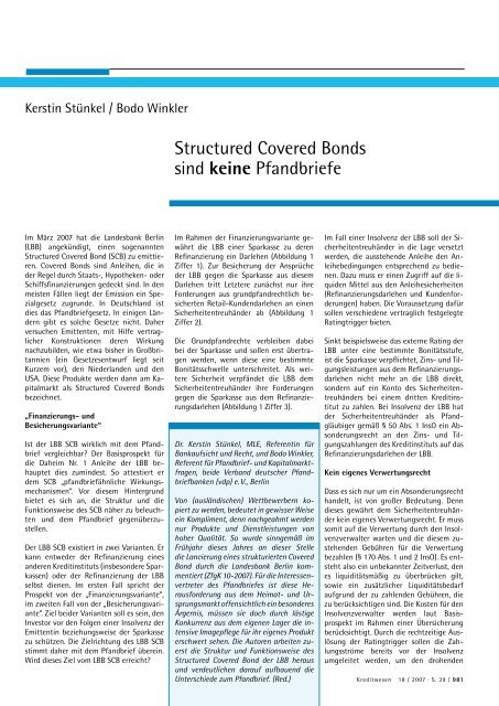 Structured Covered Bonds sind keine Pfandbriefe - Verband ...