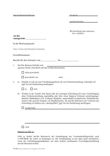 Bericht des Betreuers - Amtsgericht Zehdenick