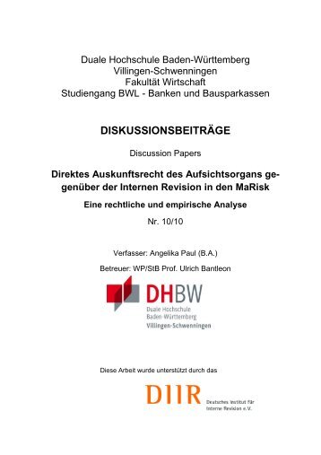 DISKUSSIONSBEITRÄGE - DHBW Villingen-Schwenningen