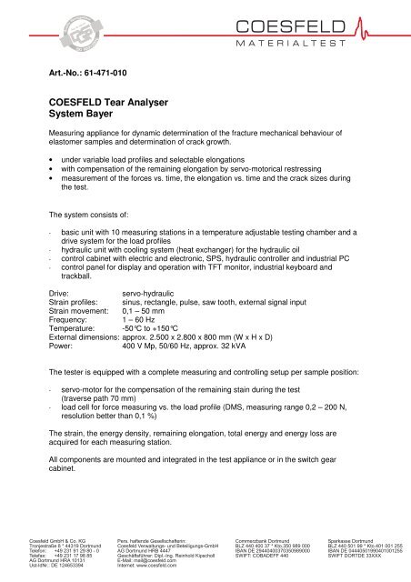 COESFELD Tear Analyser System Bayer