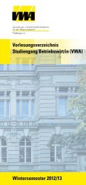 Wintersemester 2012/13 Vorlesungsverzeichnis ... - VWA Freiburg