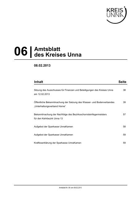 Amtsblatt Nr. 06 vom 08.02.2013 - Kreis Unna