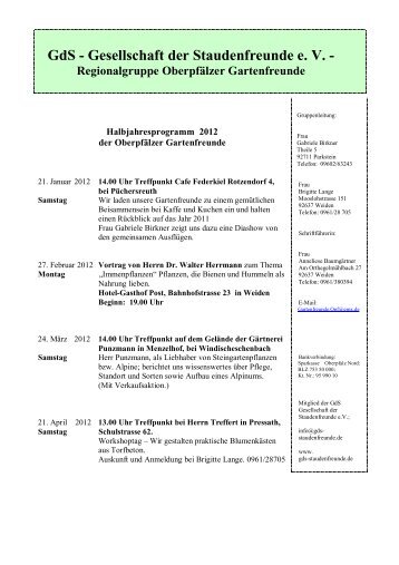 Regionalgruppe Oberpfälzer Gartenfreunde - Gesellschaft der ...