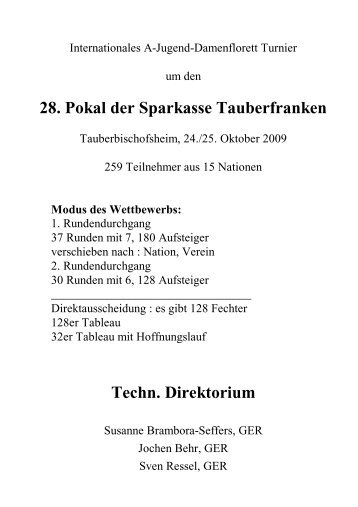 28. Pokal der Sparkasse Tauberfranken Techn. Direktorium