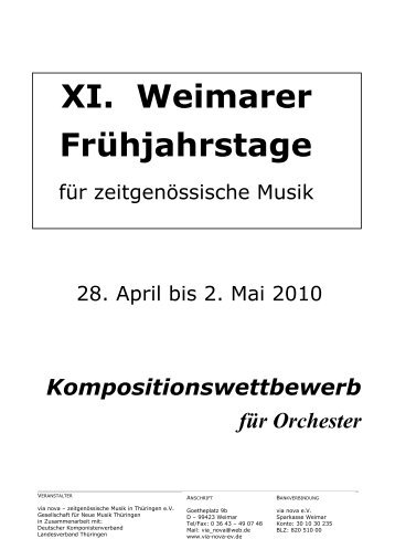 Ausschreibung Orchester - via nova - zeitgenössische Musik in ...