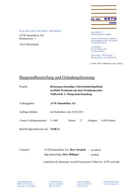 Baugrundbeurteilung und Gründungsberatung - Stadt Weinheim