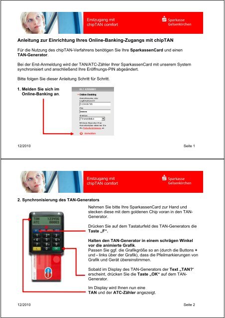 Anleitung für den Erstzugang - Sparkasse Gelsenkirchen