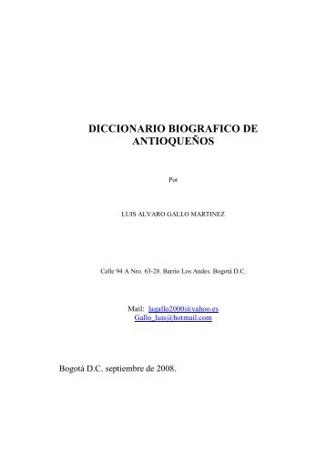 DICCIONARIO BIOGRAFICO DE ANTIOQUEÑOS