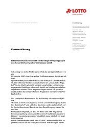 Presseerklärung - Toto-Lotto Niedersachsen GmbH