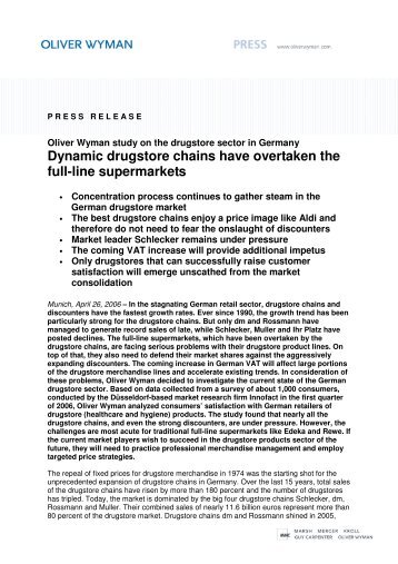 Dynamic drugstore chains have overtaken the full ... - Oliver Wyman