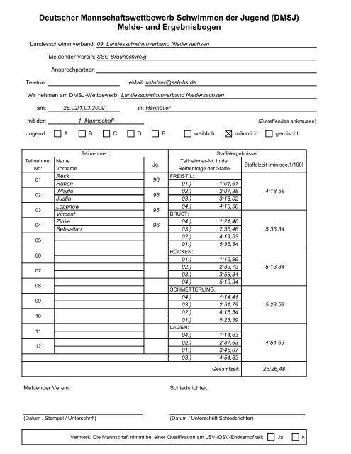 Mannschaftsbogen (PDF) - Landesschwimmverband ...