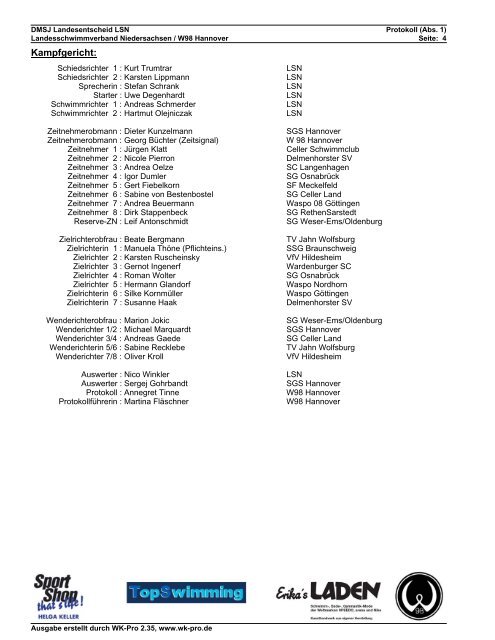 Protokoll - Landesschwimmverband Niedersachsen eV