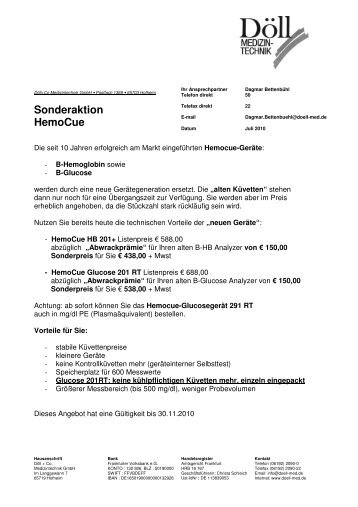 Sonderaktion Hemo Cue - Döll + Co. Medizintechnik GmbH