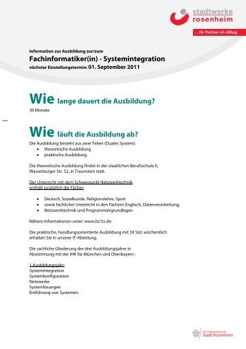 Fachinformatiker(in) - Systemintegration - Stadtwerke Rosenheim