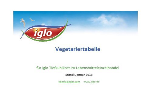 Vegetariertabelle - Iglo