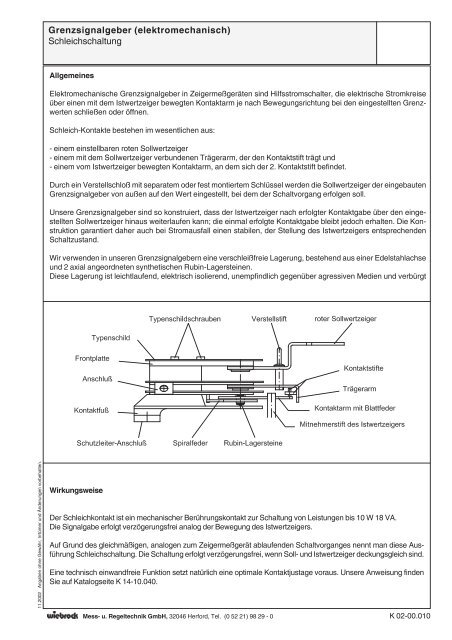 Grenzsignalgeber (elektromechanisch) Schleichschaltung - Wiebrock