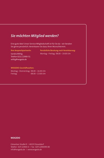 Vier gute Gründe für Ihre Mitgliedschaft - Die WOGEDO