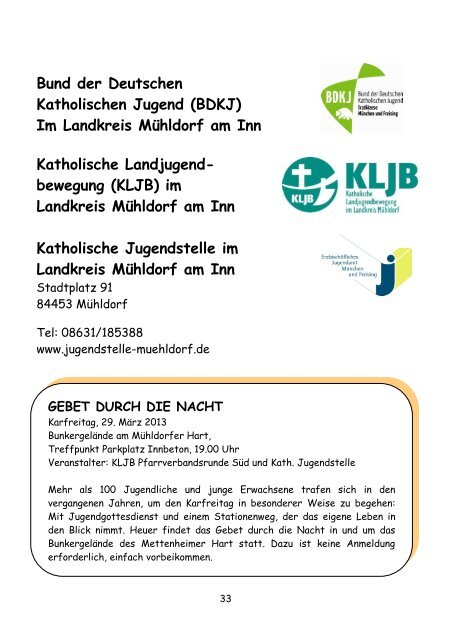 Jahresprogramm 2013 - Kreisjugendring Mühldorf