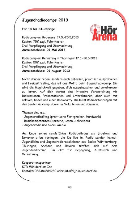 Jahresprogramm 2013 - Kreisjugendring Mühldorf