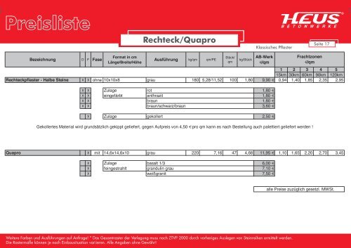 Preisliste - Dornburger Betonwerke GmbH