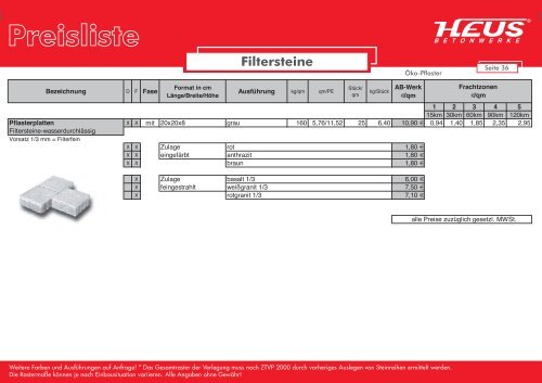 Preisliste - Dornburger Betonwerke GmbH