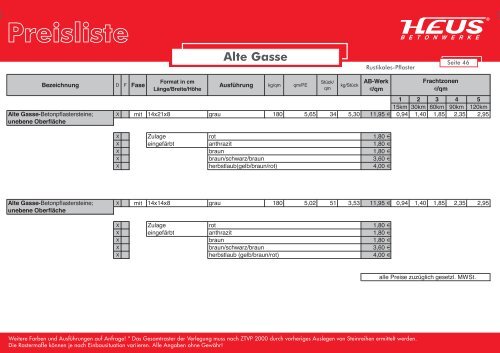 Preisliste - Dornburger Betonwerke GmbH