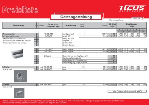 Preisliste - Dornburger Betonwerke GmbH