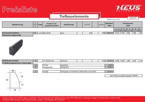 Preisliste - Dornburger Betonwerke GmbH