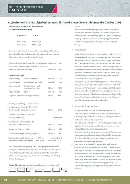 Baustoff- Preisliste 2012 - Ludwig Schierer