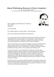 Raoul Wallenberg Honorary Citizen Committee - Searching for ...